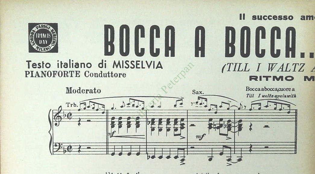 BOCCA A BOCCA CUORE A CUOR - T'APETTERO' - SPARTITO-SHEET MUSIC