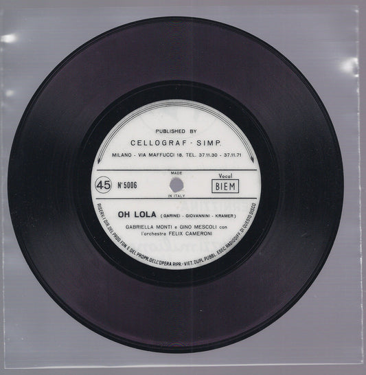 OH LOLA == GABRIELLA MONTI e GINO MESCOLI Orch. Cameroni - flexi disc INVERNIZZI