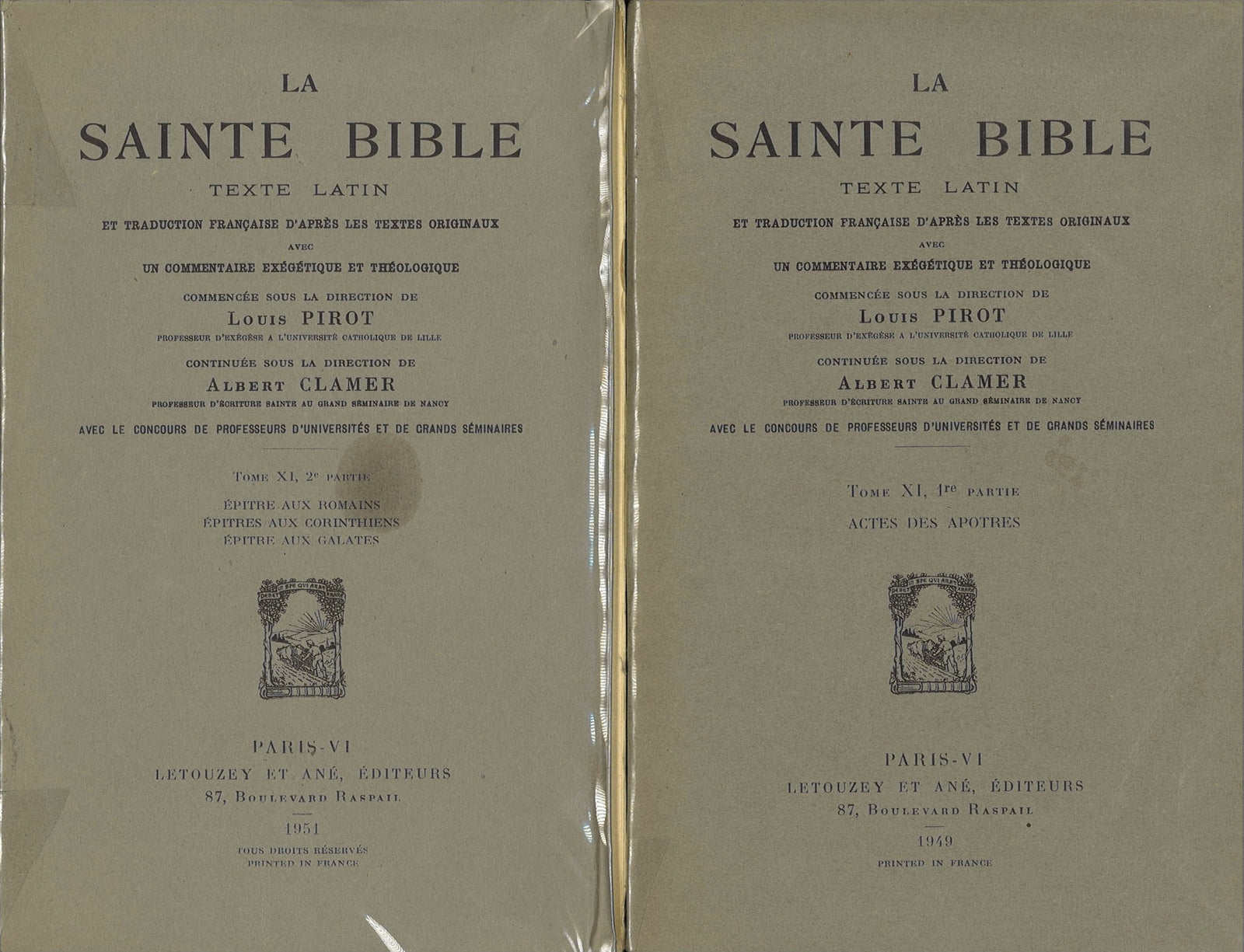 LA SAINTE BIBLE - TEXTE LATIN-FRANCAISE- TOME XI PARTIE 1 E 2 -  PIROT-ALMER