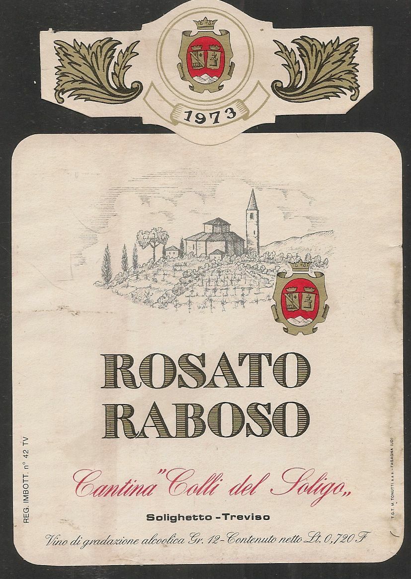 ROSATO RABOSO 1973 - CANTINA COLLI DEL SOLIGO - ETICHETTA VINO