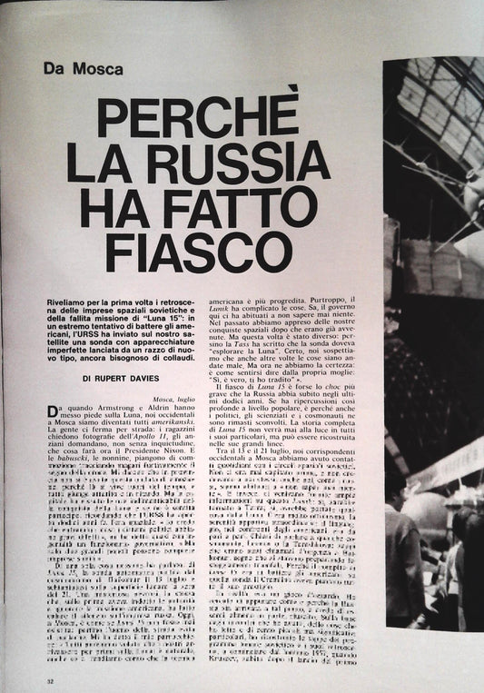 PERCHE' LA RUSSIA HA FATTO FIASCO - CLIPPING RITAGLIO DI GIORNALE