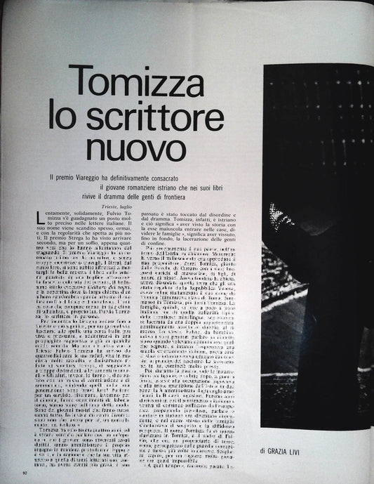 TOMIZZA. LO SCRITTORE NUOVO - CLIPPING RITAGLIO DI GIORNALE