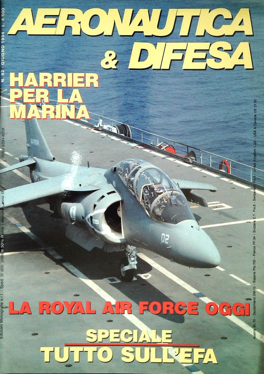 AERONAUTICA E DIFESA N. 92 GIUGNO 1994 - HARRIER PER LA MARINA