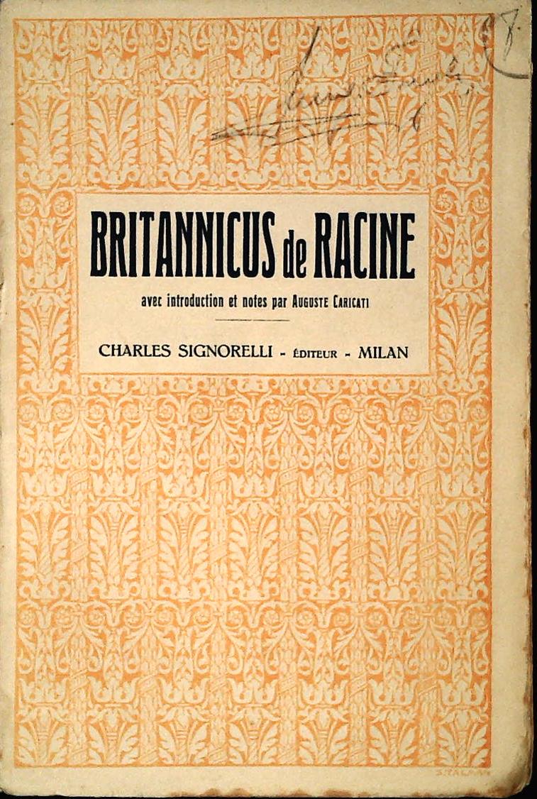 BRITANNICUS DE RACINE - SIGNORELLI 1925 - FRENCH TEXT