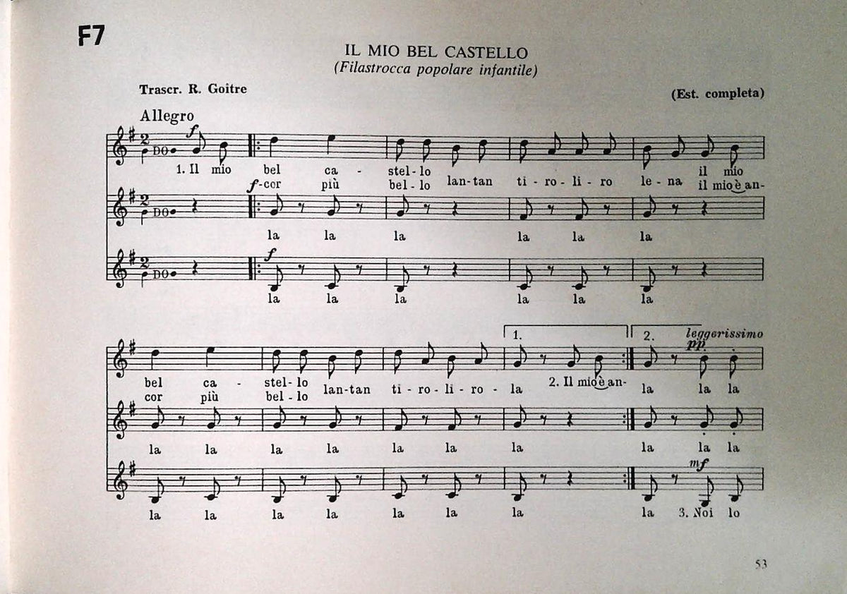 CANTAR LEGGENDO - ROBERTO GOITRE - CANTI POPOLARI. PRIMO VOLUME - SPARTITO-SHEET MUSIC
