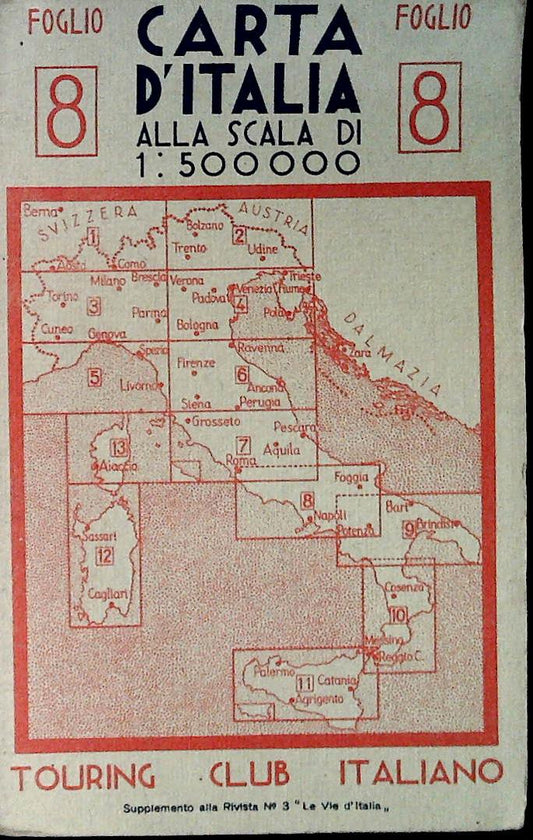 CARTA D'ITALIA FOGLIO 8 - SCALA 1:500.000