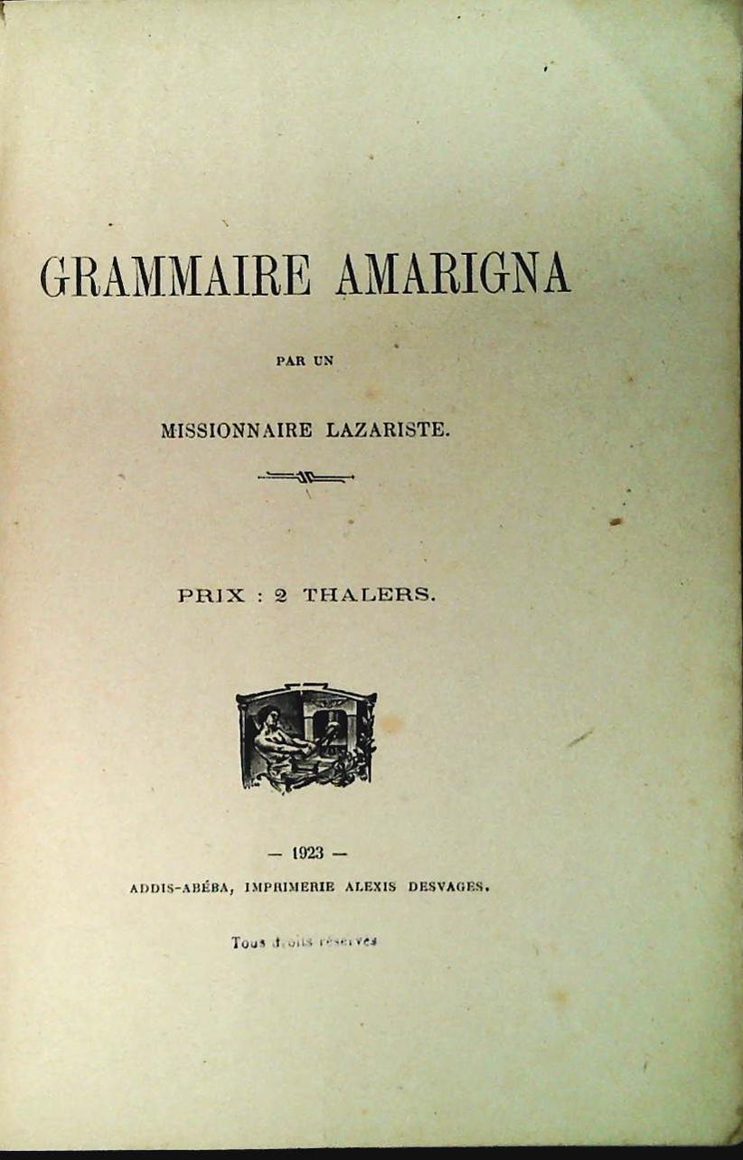 GRAMMAIRE AMARIGNA - 1923