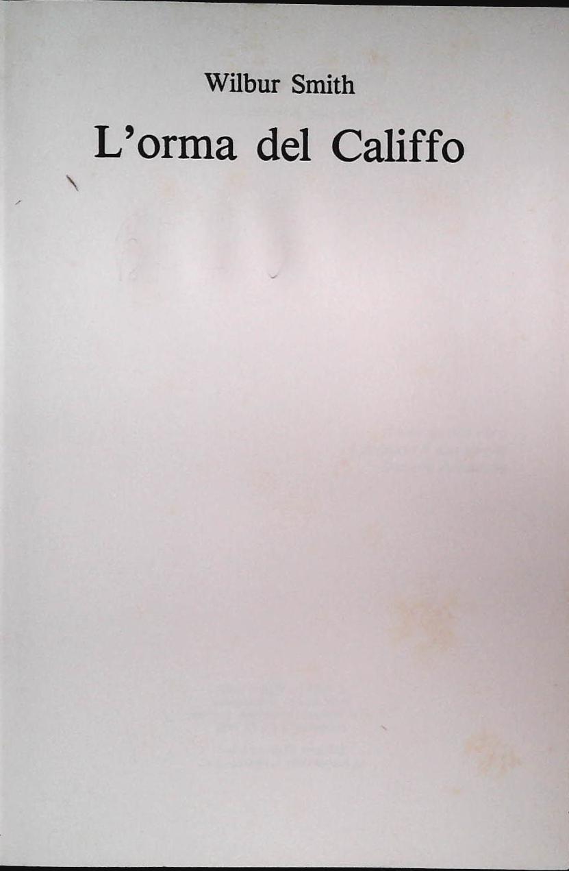 L'ORMA DEL CALIFFO - WILBUR SMIT - CDE 1982 - OUTLET DEL LIBR0