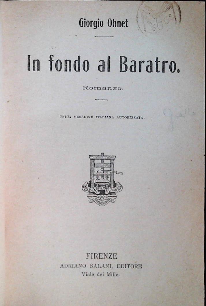 IN FONDO AL BARATRO - GIORGIO OHNET