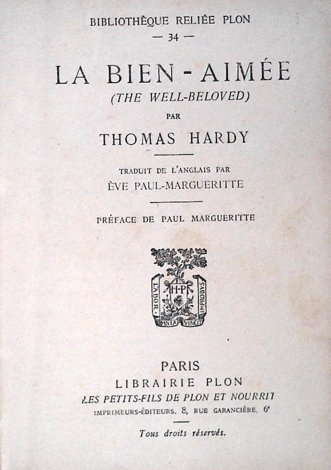 LA BIEN-AIMEE - THOMAS HARDY - FRENCH TEXT