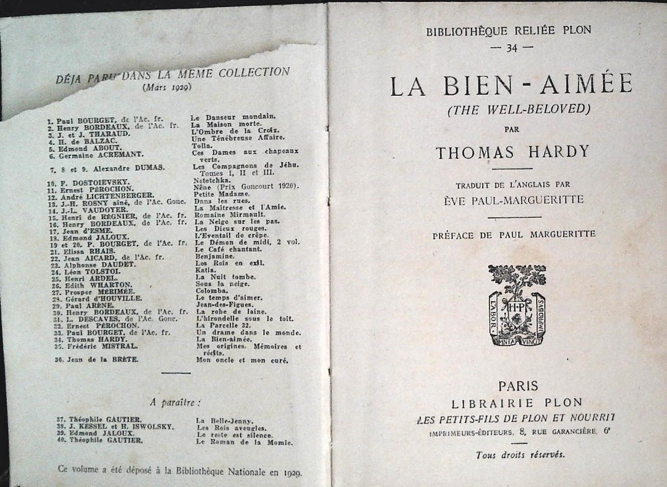 LA BIEN-AIMEE - THOMAS HARDY - FRENCH TEXT