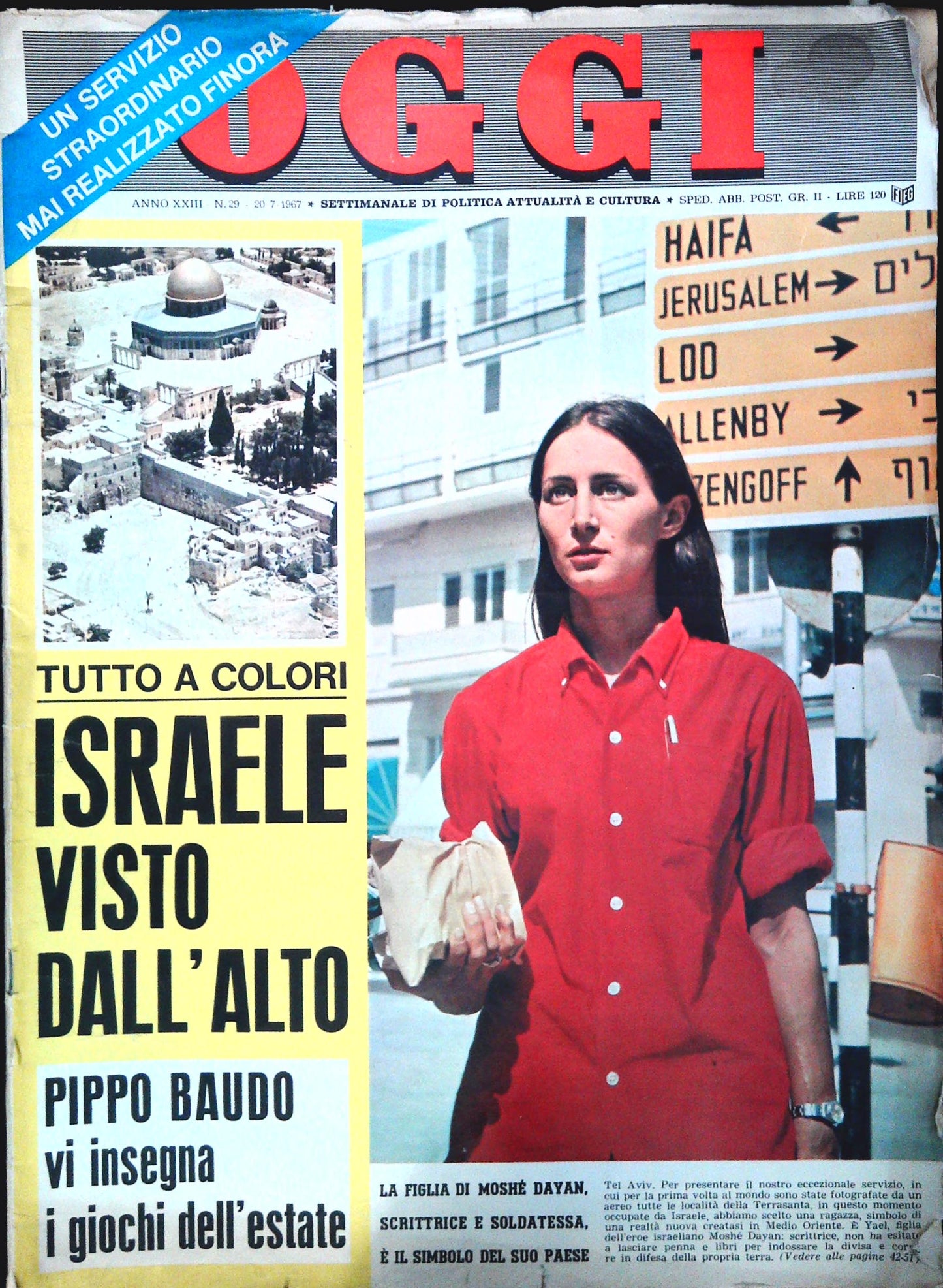 OGGI 20 LUGLIO 1967 - ISRAELE VISTO DALL'ALTO