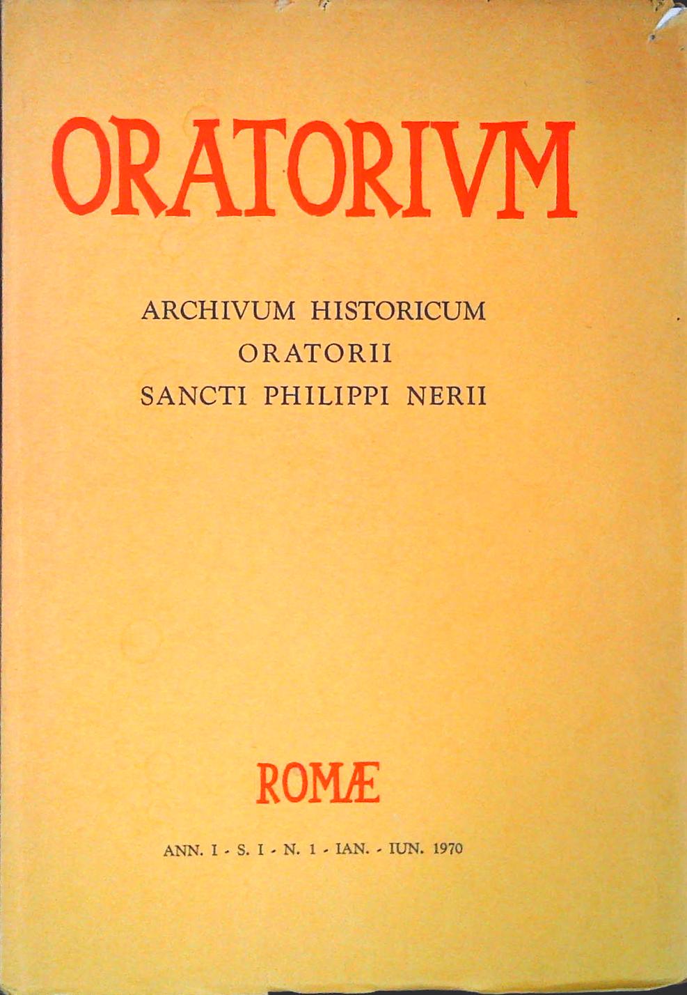 ORATORIUM - GENNAIO -GIUGNO 1970
