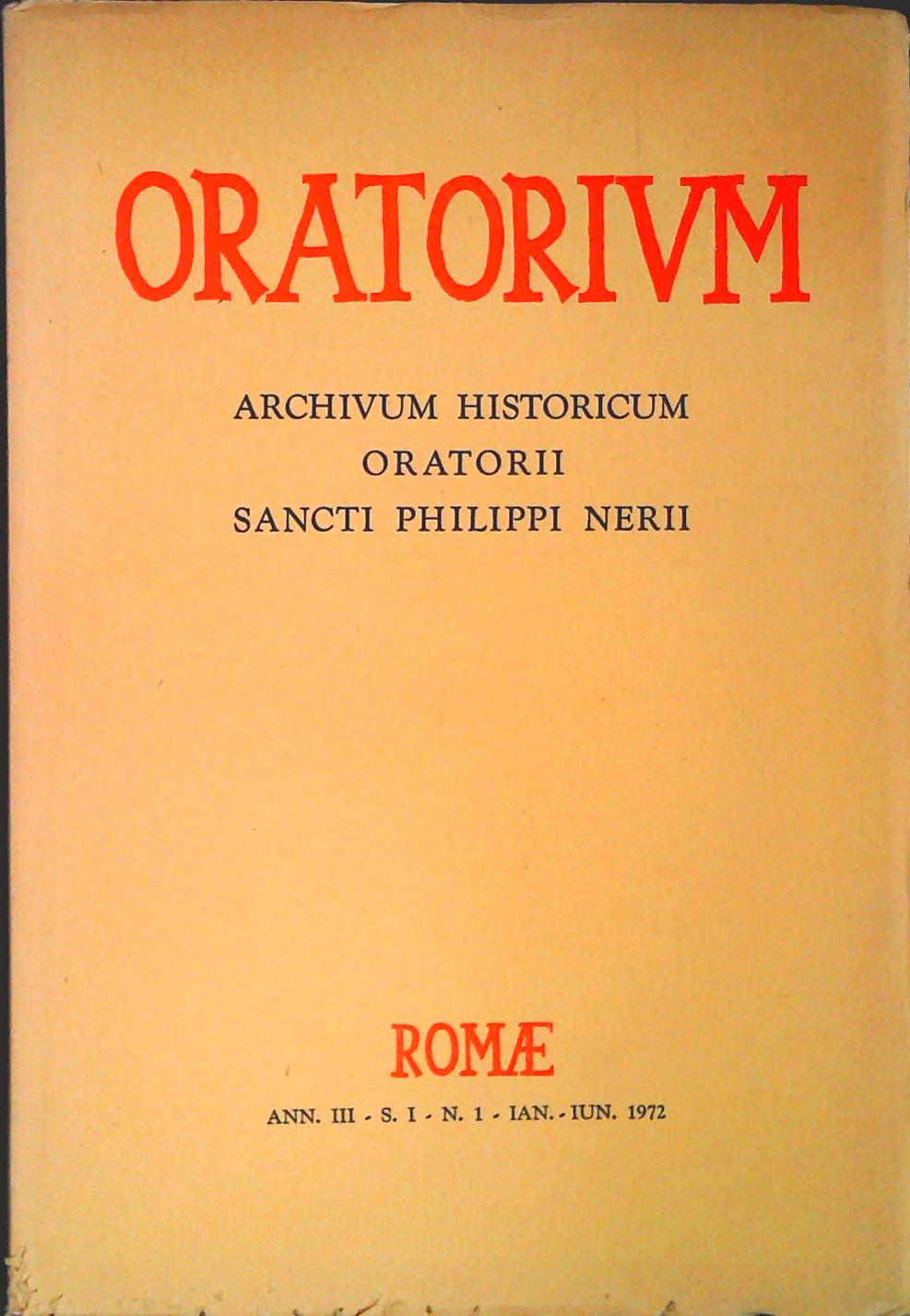 ORATORIUM - GENNAIO -GIUGNO 1972