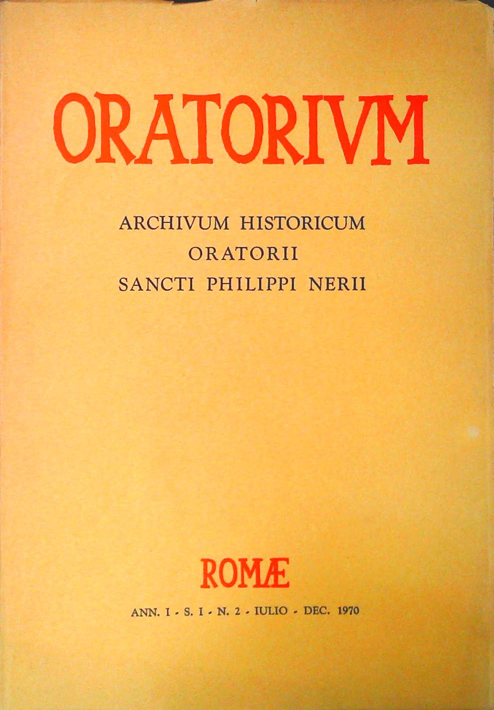 ORATORIUM - LUGLIO DICEMBRE 1970