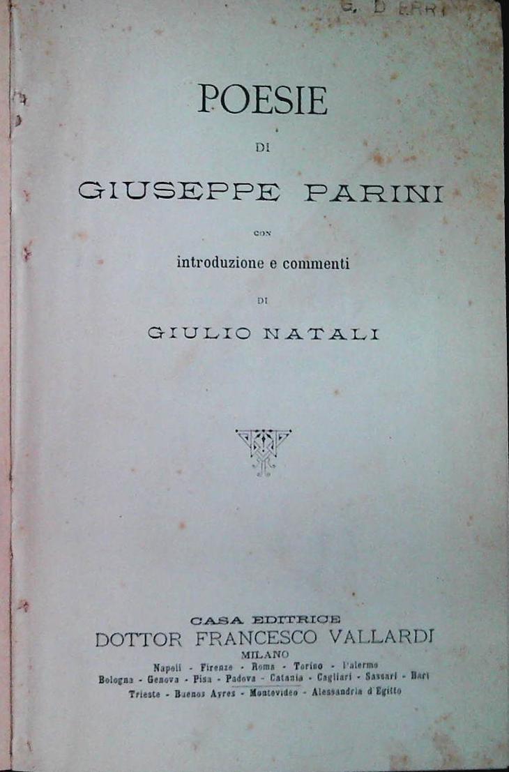 GIUSEPPE PARINI - POESIE - VALLARDI