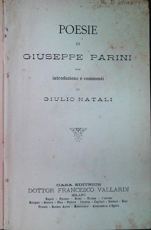GIUSEPPE PARINI - POESIE - VALLARDI