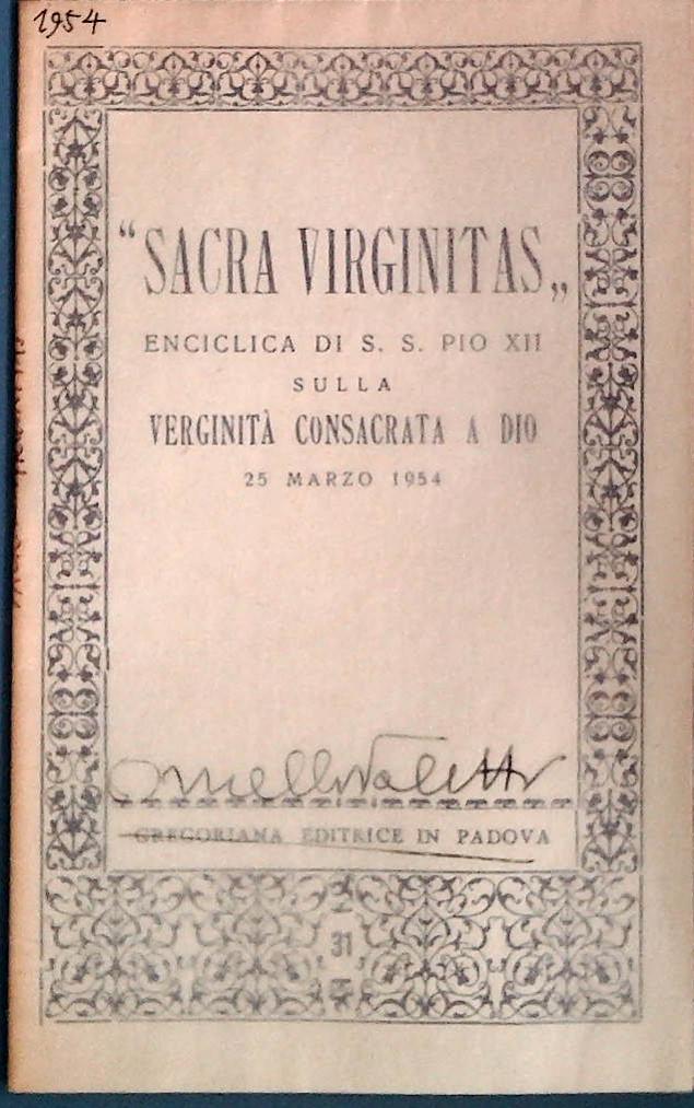 SACRA VIRGINITAS - ENCICLICA DI S.S. PIO XII