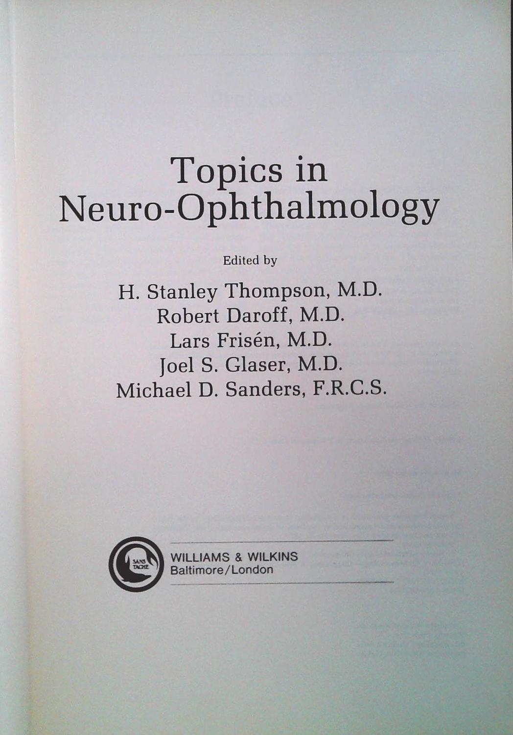TOPICS IN NEURO-OPHTHALMOLOGY - STANLEY THOMPSON - ENGLISH TEXT