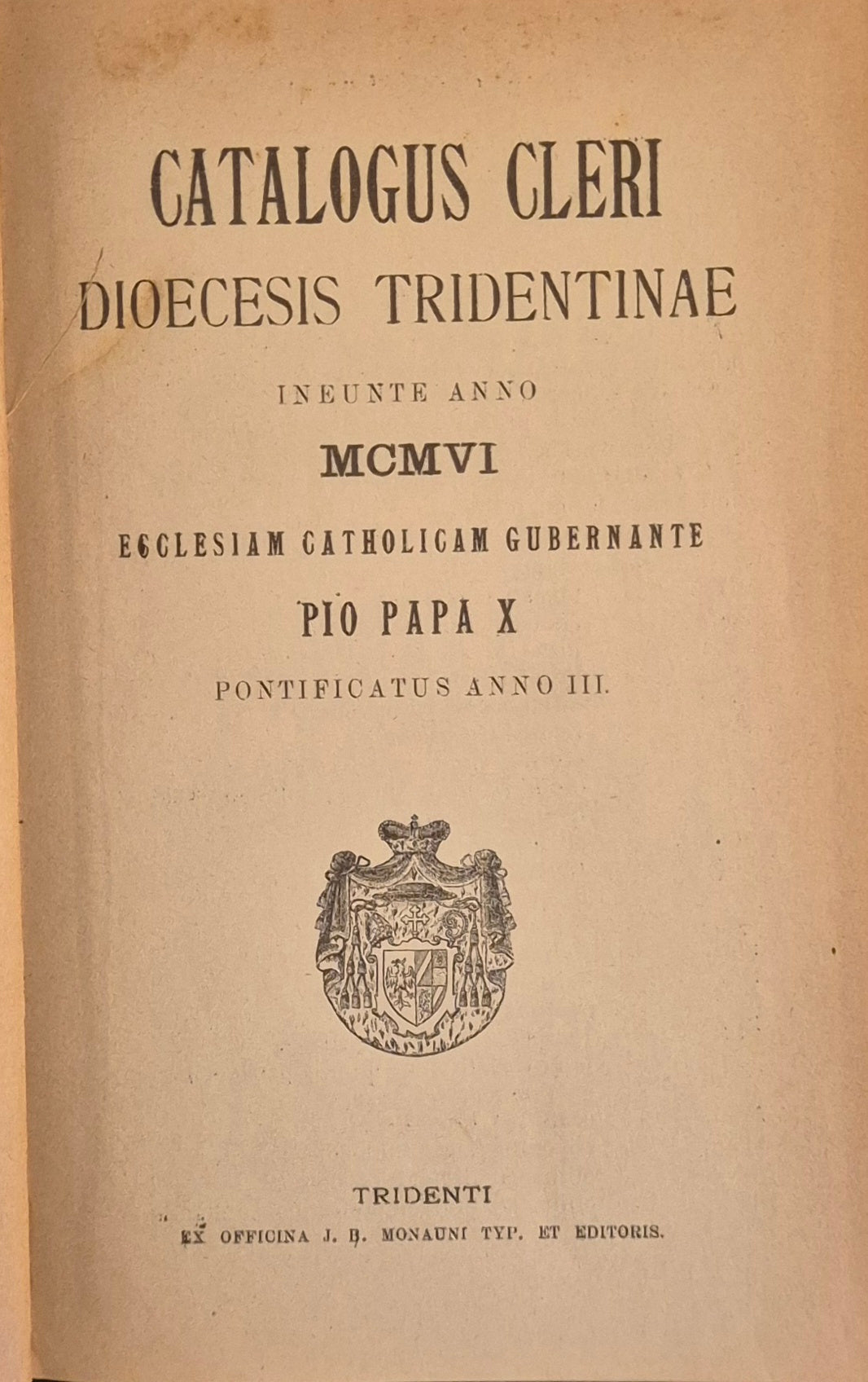 CATALOGUS CLERI DIOCESIS TRDENTINAE 1906