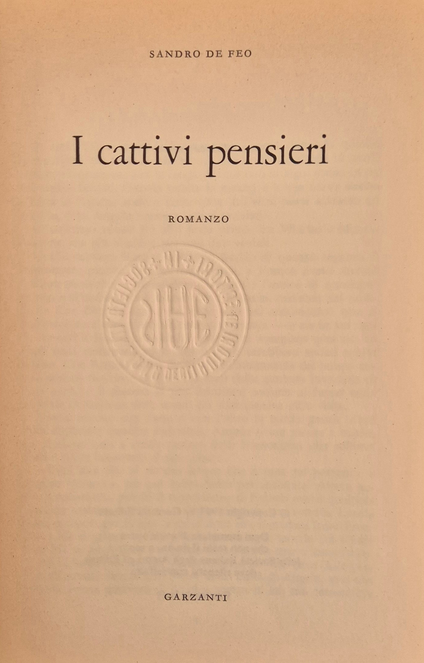 I CATTIVI PENSIERI - SANDRO DE FEO