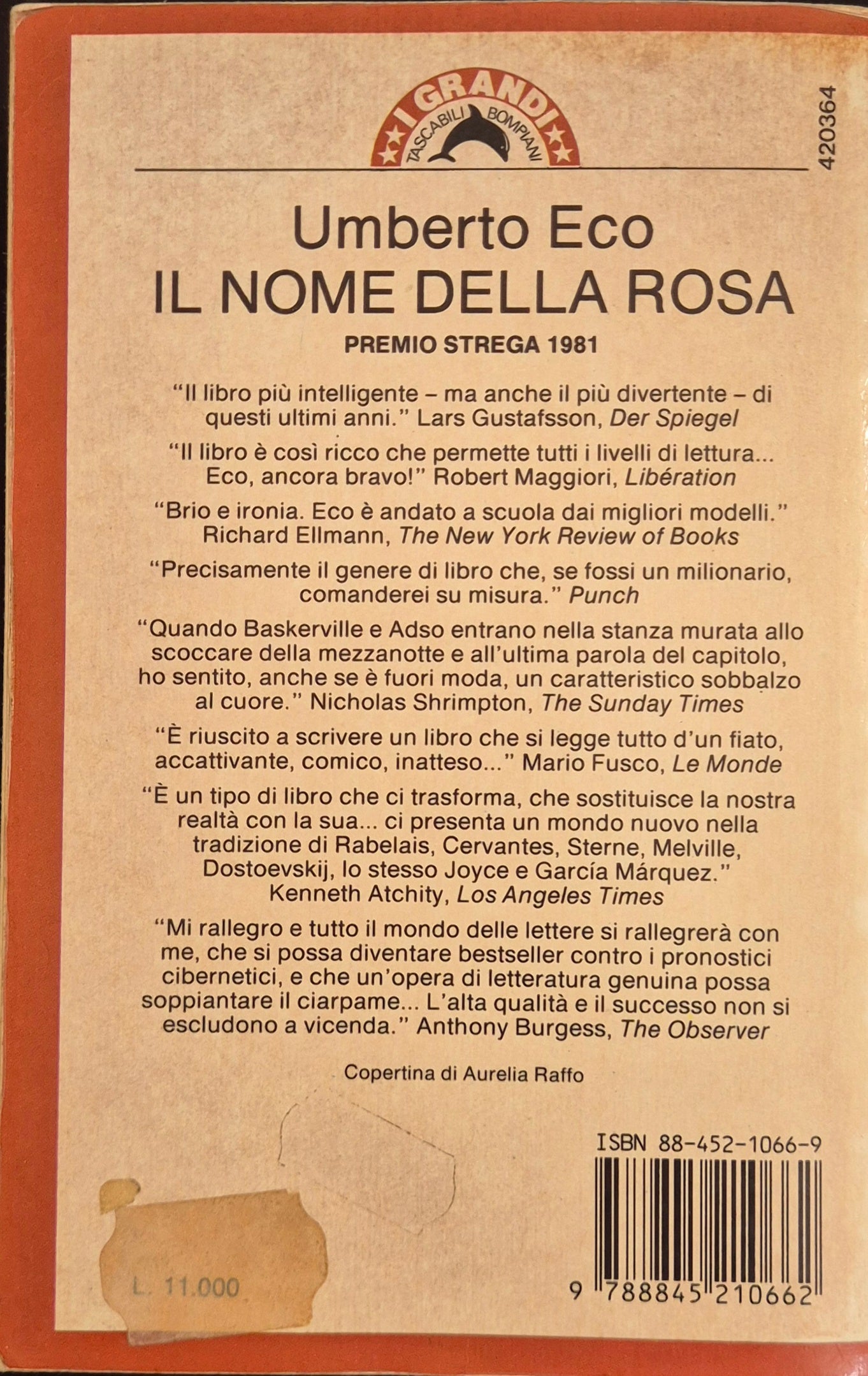 IL NOME DELLA ROSA - UMBERTO ECO - BOMPIANI 1980 - OUTLET DEL LIBRO