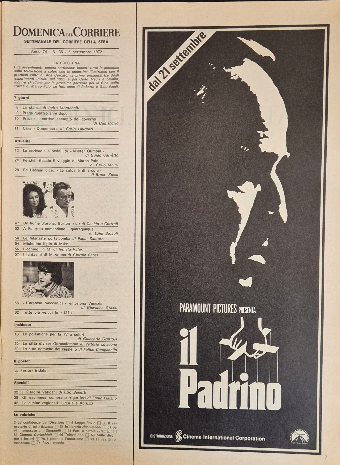DOMENICA DEL CORRIERE N. 36 - 5 SETTEMBRE 1972