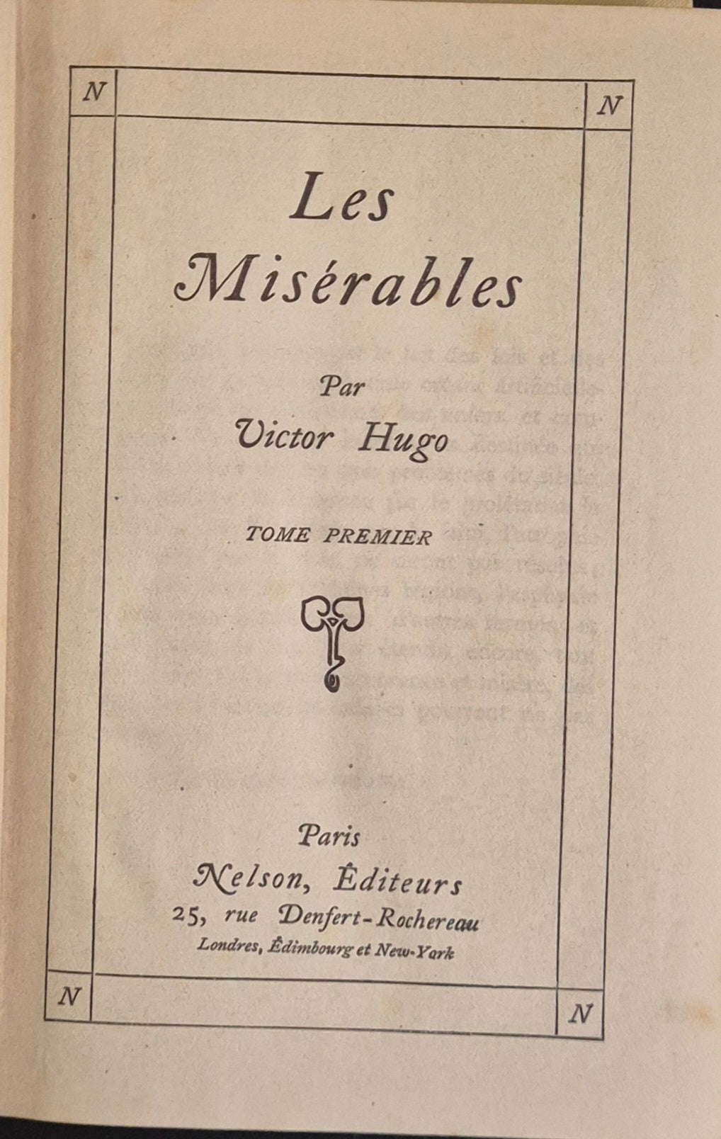 LES MIRABLES - V. HUGO - TOME PREMIER - NELSON - OUTLET DEL LIBRO