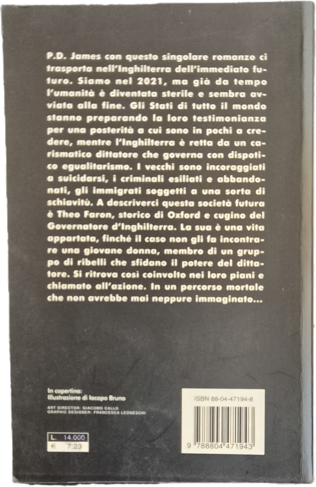 I FIGLI DEGLI UOMINI - P.D. JAMES - MONDADORI 1999 - OUTLET DEL LIBRO