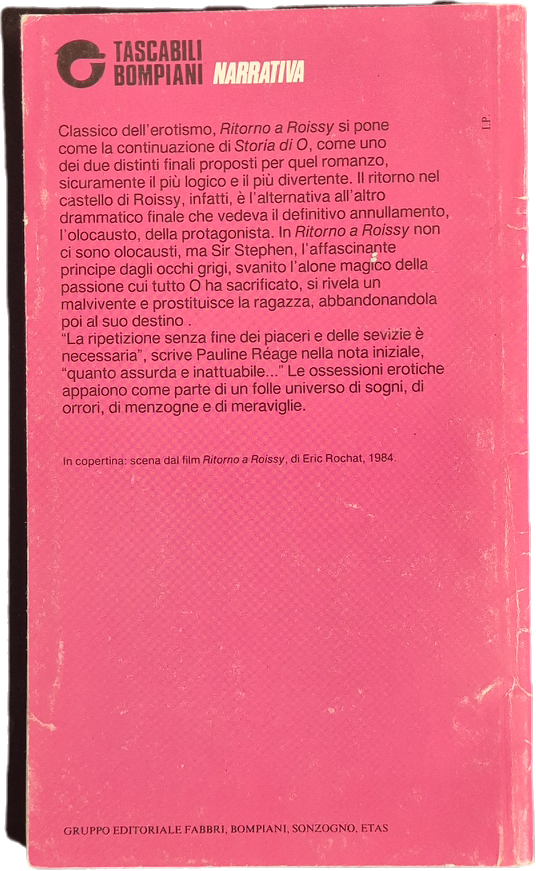 RITORNO A ROISSY - PAULINE REAGE - BOMPIANI 1990 - OUTLET DEL LIBRO