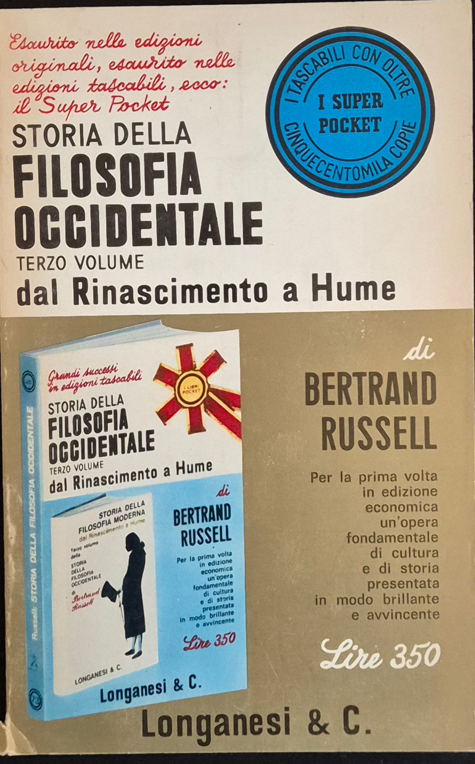STORIA FILOSOFIA OCCDENTALE-B. RUSSELL-TERZO VOLUME 1968-OUTLET LIBRO