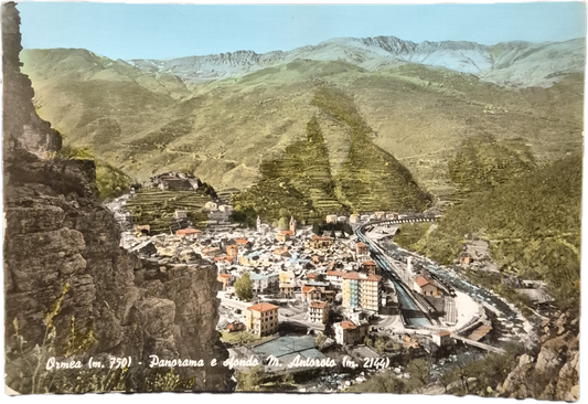 ORMEA - PANORAMA E SFONDO MONTE ANTOROTO - C1969 - FG - ACQUARELLATA