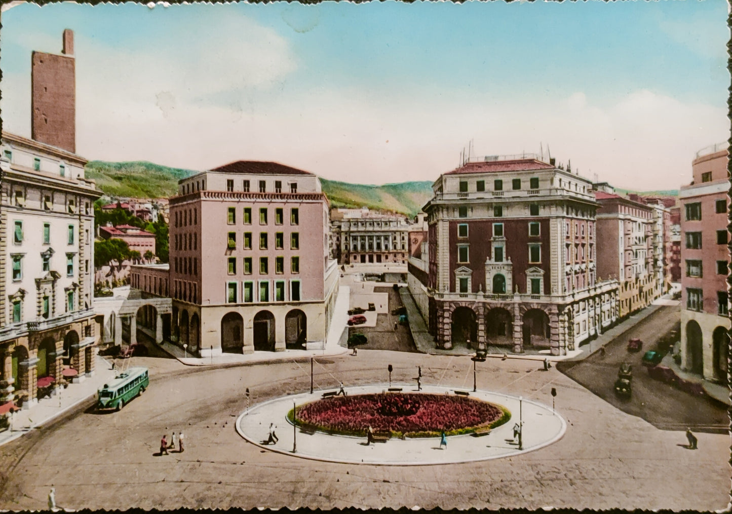TRIESTE PIAZZA OBERDAN - V1955 - FG - ACQUARELLATA