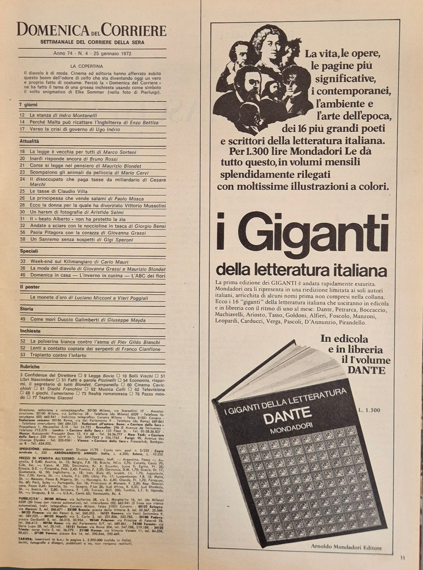 DOMENICA DEL CORRIERE N. 4 - 25 GENNAIO 1972