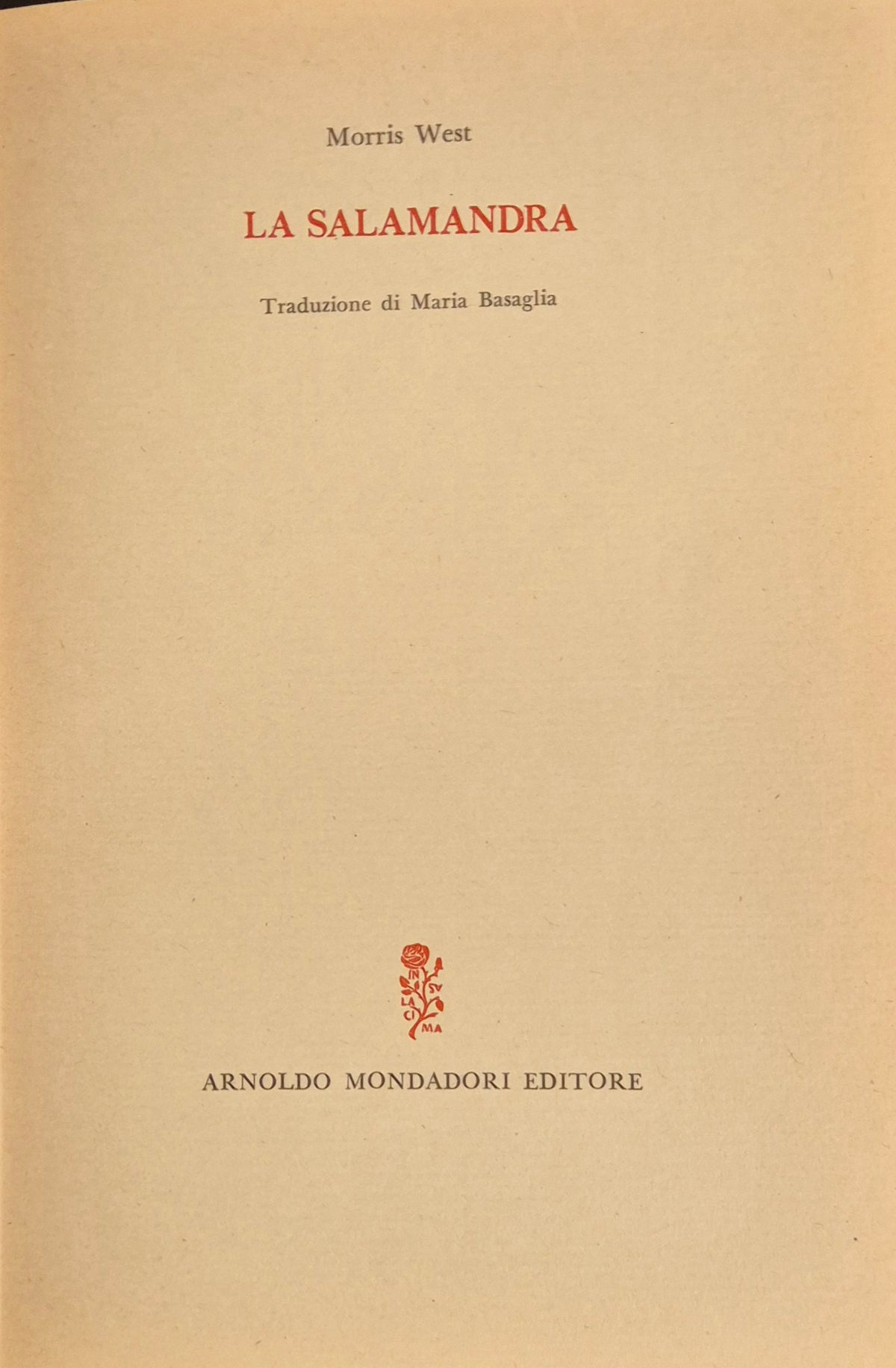 LA SALAMANDRA - MORRIS WEST - MONDADORI 1974 - OUTLET DEL LIBRO