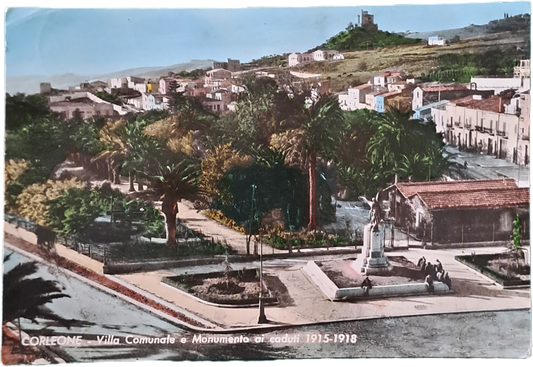 CORLEONE - VILLA COMUNALECE MONUMENTO AI CADUTI 1915-1918 - V1966 - FG - ACQUARELLATA