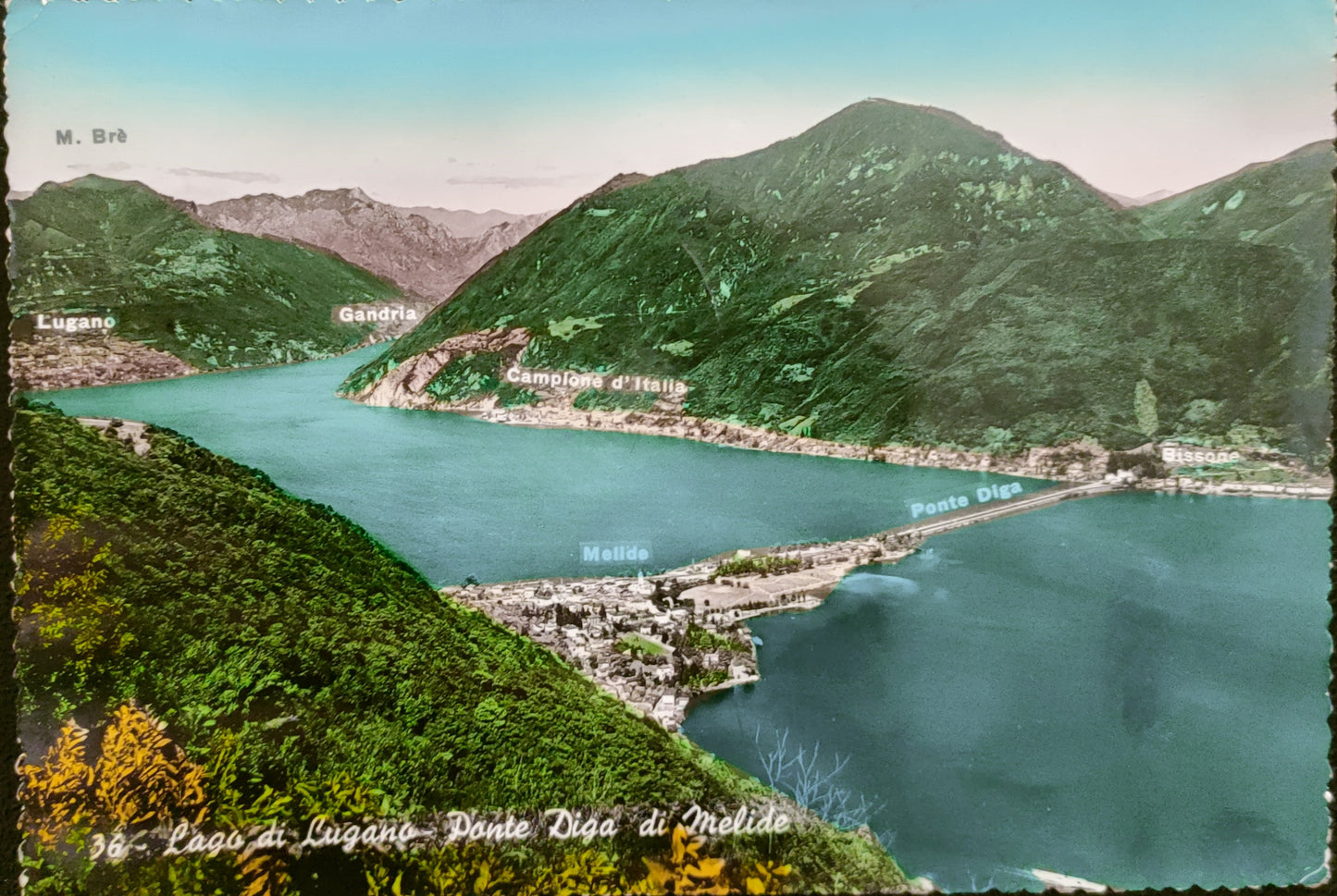 PONTE DIGA DI MELIDE - LAGO DI LUGANO - V1959 - FG - ACQUARELLATA