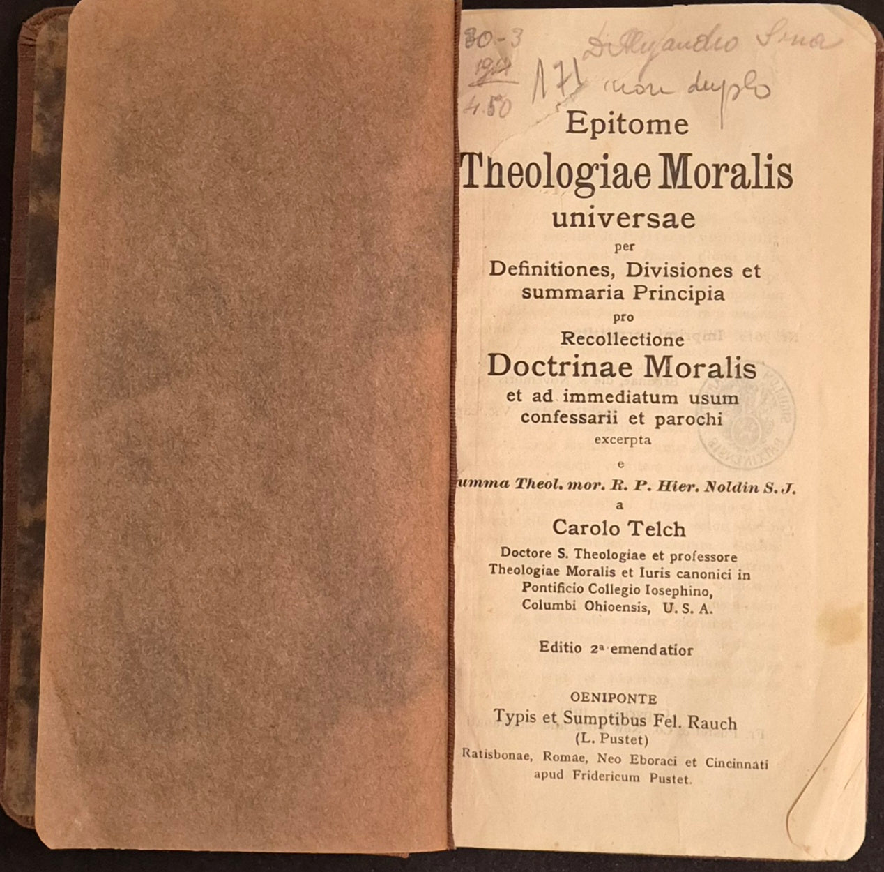 EPITHOME THEOLOGIAE MORALIS - CAROLO TELCH