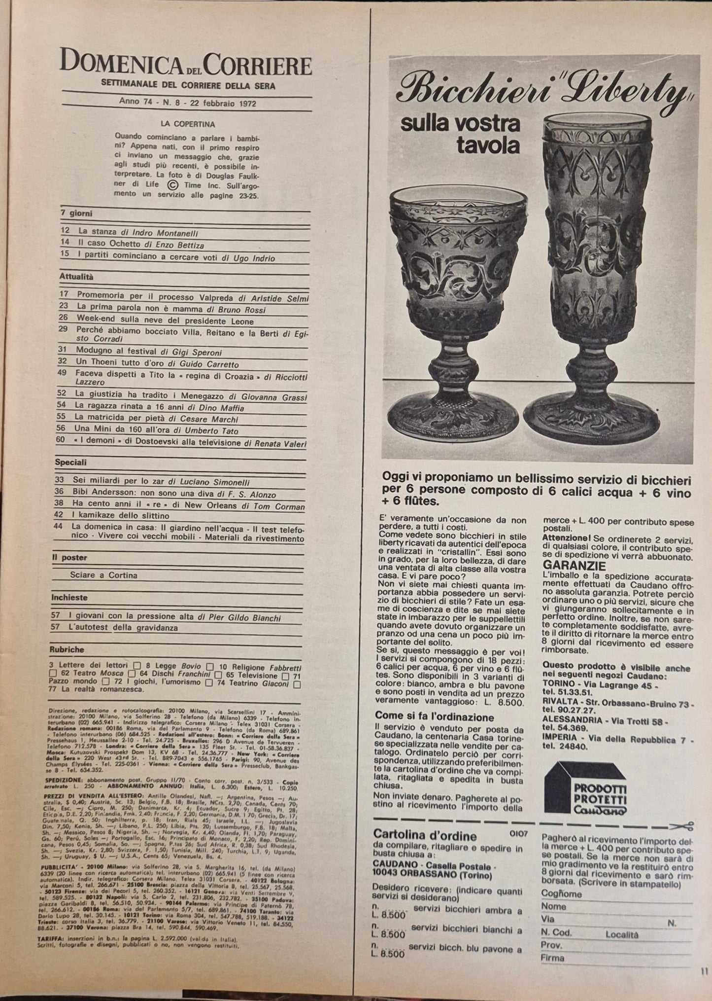 DOMENICA DEL CORRIERE N. 8 - 22 FEBBRAIO 1972