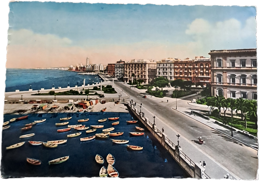 BARI - LUNGOMARE NAZARIO SAURO - V1955 - FG - ACQUARELLATA