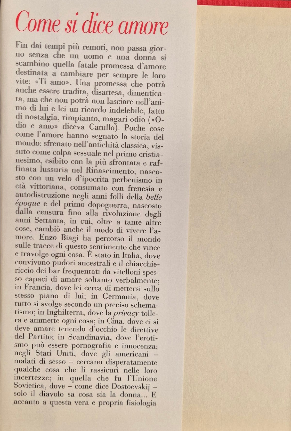 COME SI DICE AMORE - ENZO BIAGI - ERI-RIZZOLI 2000 - OUTLET DEL LIBRO