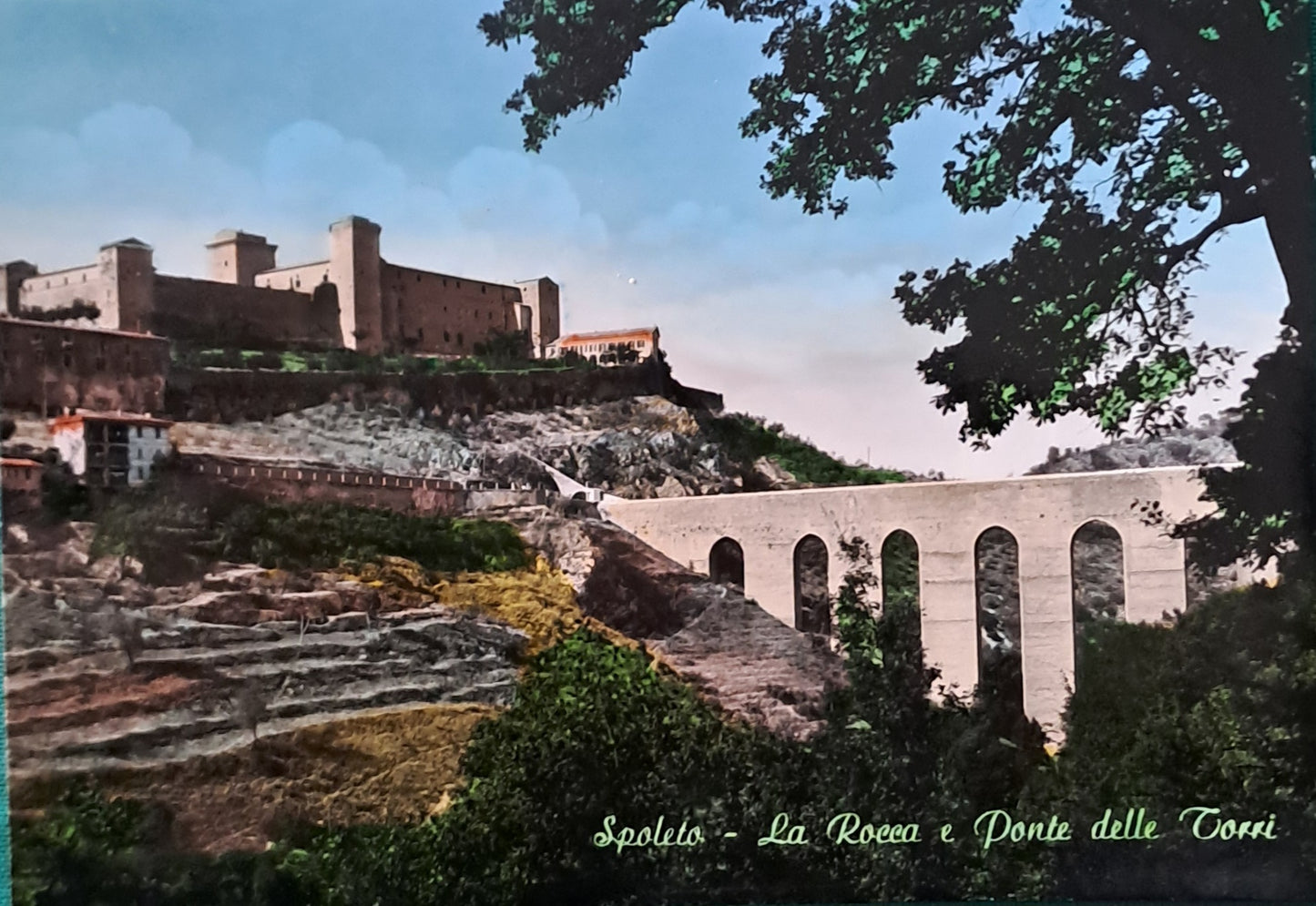 SPOLETO - LA ROCCA E PONTE DELLE TORRI - NV - FG -   ACQUARELLATA