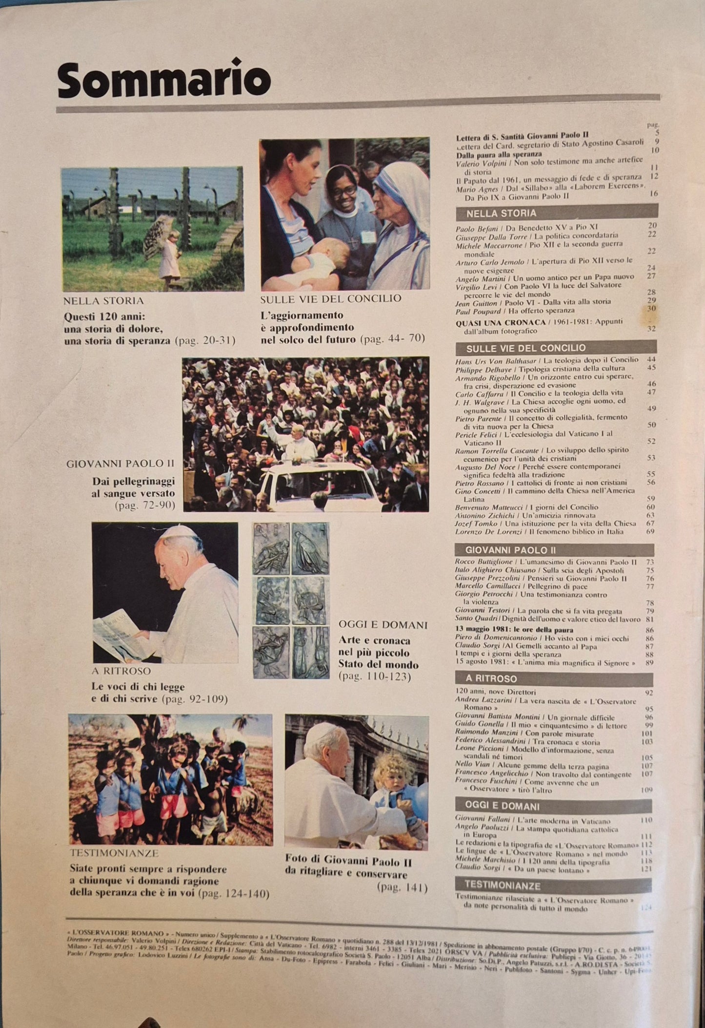 OSSERVATORE ROMANO 1861-1981 - NUMERO UNICO