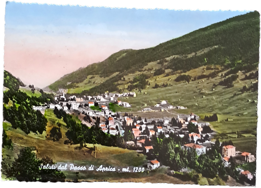 SALUTI DAL PASSO DI APRICA - V1960 -FG - ACQUARELLATA