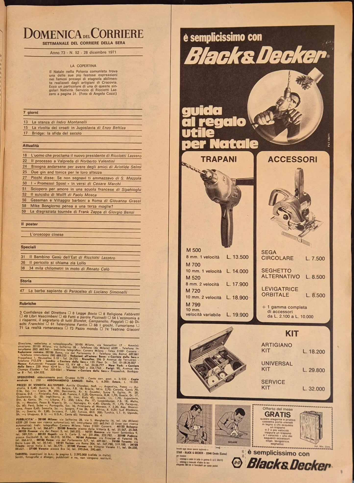 DOMENICA DEL CORRIERE 28 DICEMBRE 1971 -QUIRINALE-PERTINI