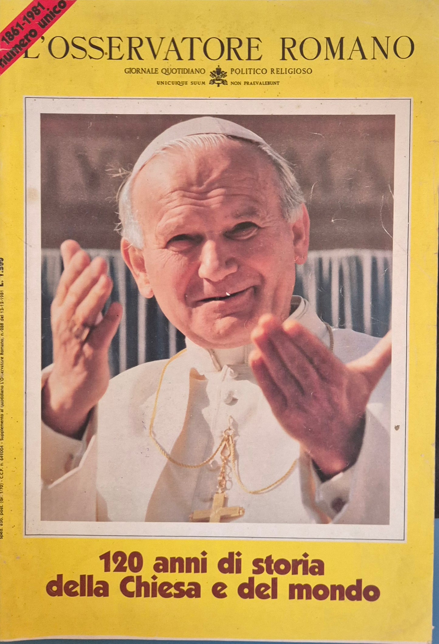 OSSERVATORE ROMANO 1861-1981 - NUMERO UNICO