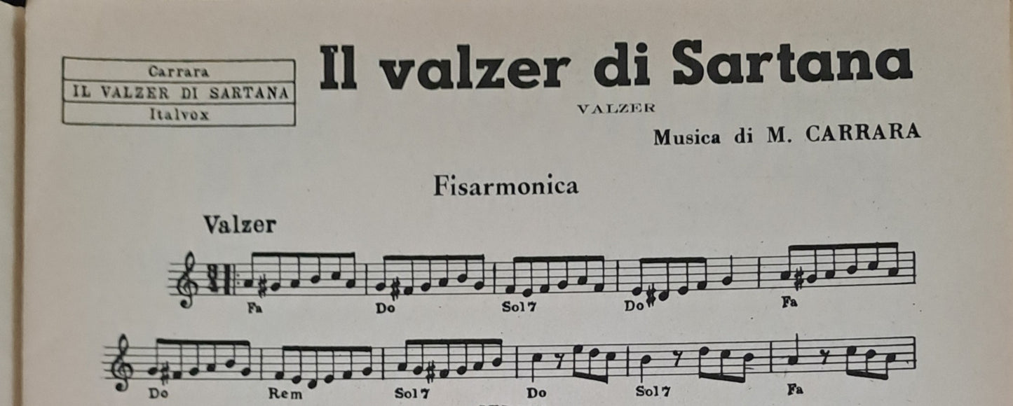 MARIO CARRARA - 6 BALLABILI PER FISARMONICA-SPARTITO-SHEET MUSIC