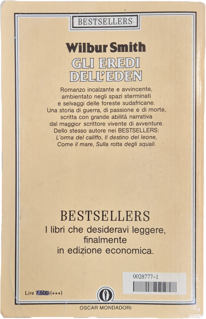GLI EREDI DELL'EDEN - WILBUR SMITH - MONDADORI 1986 - OUTLET DEL LIBRO