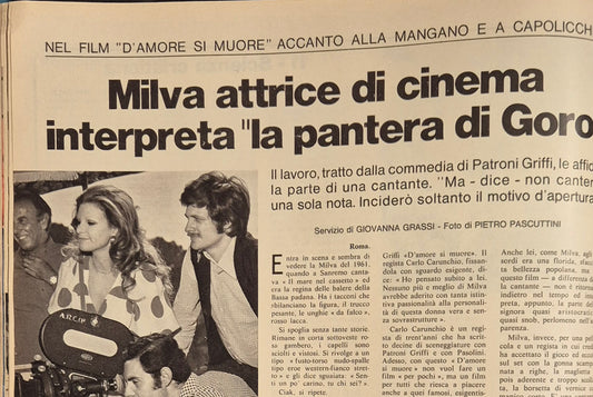 MILVA ATTRICE DI CINEMA - CLIPPING-RITAGLIO DI GIORNALE