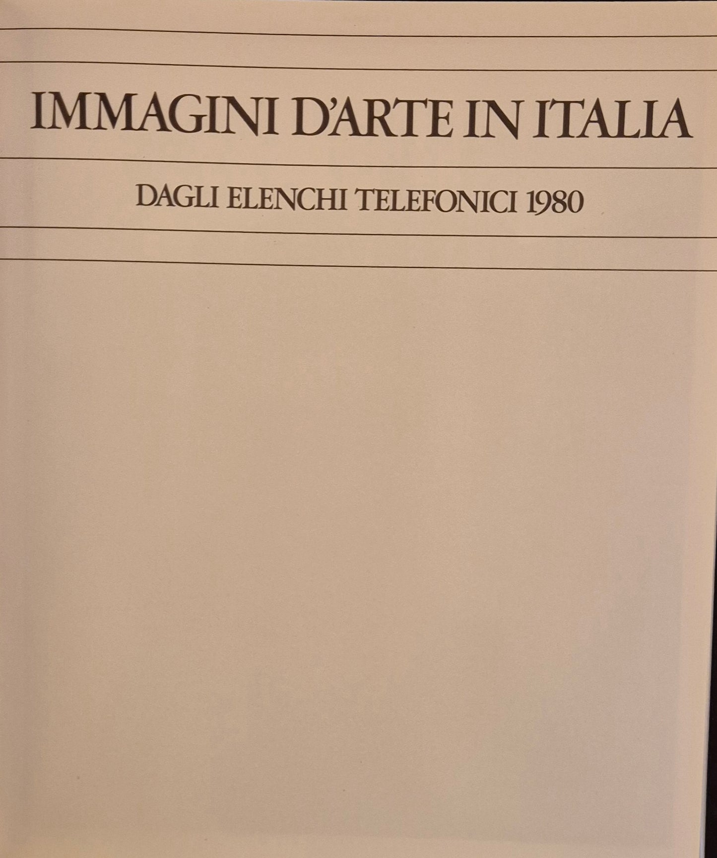 IMMAGINI D'ARTE IN ITALIA DAGLI ELENCHI TELEFONICI 1980